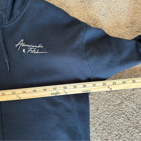 Abercrombie & Fitch Hoodie Zip Up Fleece Lined Sweatshirt Navy Blue M Y2K VTG - Picture 8 of 9